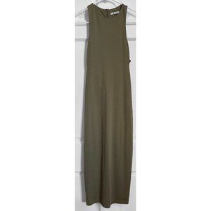 T Alexander Wang Tank Dress Midi Olive Back Strap Band Sleeveless XS Extra Small